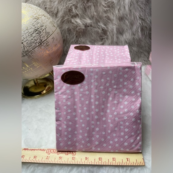 Lot of 7 pks Caspari Small Dots Luncheon Napkins PINK - 20 Per Package. - Picture 5 of 6